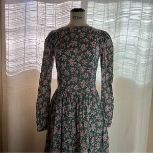 Vintage 80s Laura Ashley Long Sleeve Floral Dress Size 10
